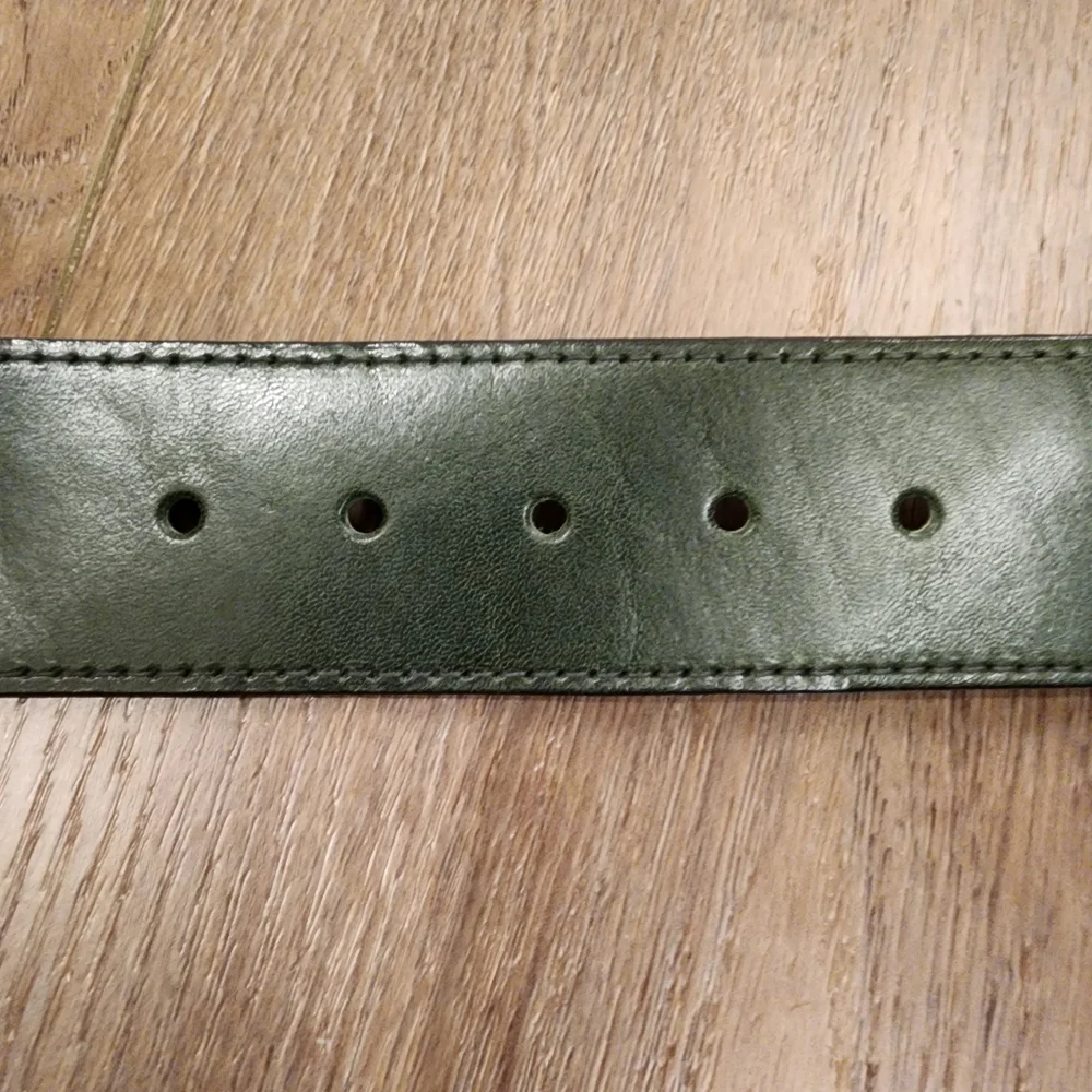 Vintage Forest Green Glazed Aniline Leather Wide Belt Naturally Distressed 30